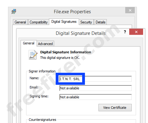 Screenshot of the I.T.N.T. SRL certificate